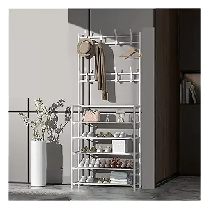 5 Layer Shoe Rack Hat & Coat Rack - White