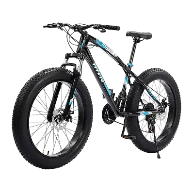 Fat Tire Mountain Bike, 26 Inch Size, 7 Gear Speed, Black