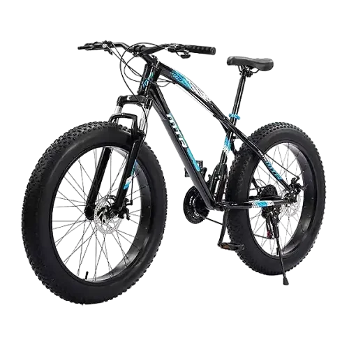 Fat Tire Mountain Bike, 26 Inch Size, 7 Gear Speed, Black
