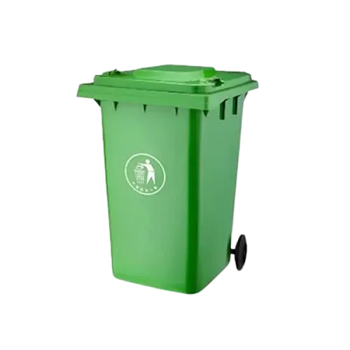 Outdoor 100L Plastic Waste Bin with 2 Wheels - Green